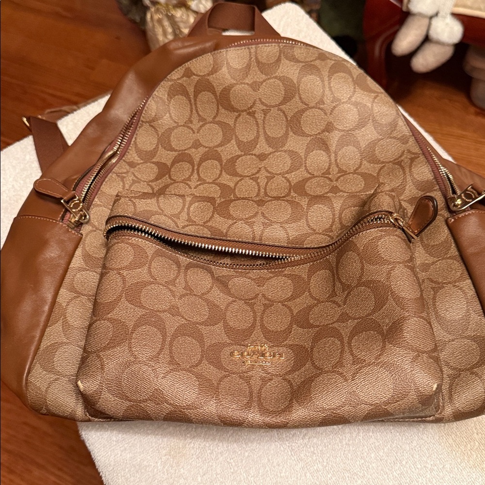 Coach Brown and Tan Signature Backpack - Picture 3 of 4